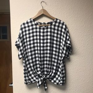 Madewell Gingham Blouse (tie front, back buttons)